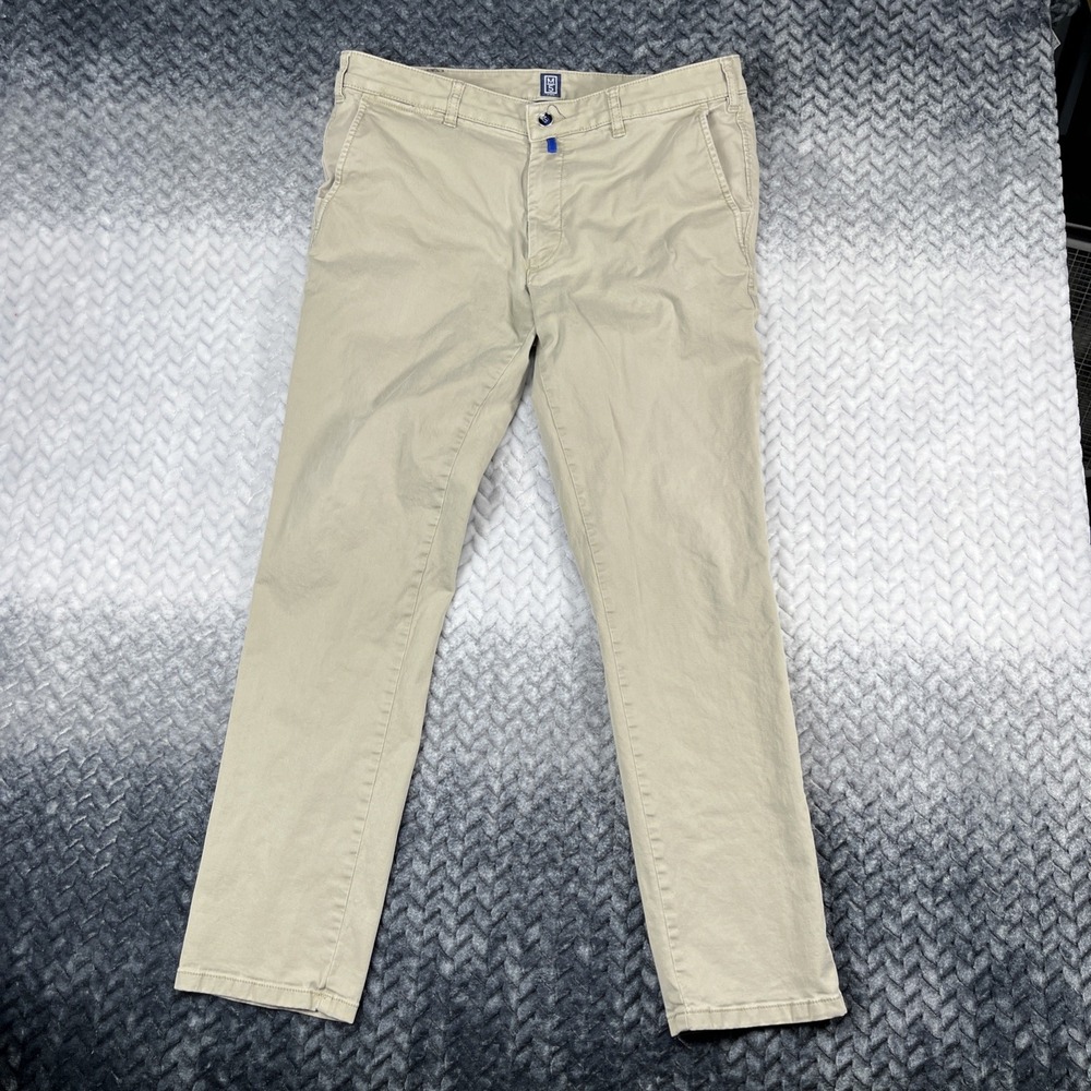 Meyer M5 Chinos Casual Pants Size 38x32 Chino In Solid Beige Cotton Blend